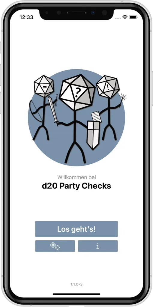 D20 Party Checks App Screenshot